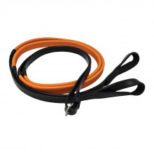 Leather racing reins with reinforced loop end - 19 mm - Rubber handle