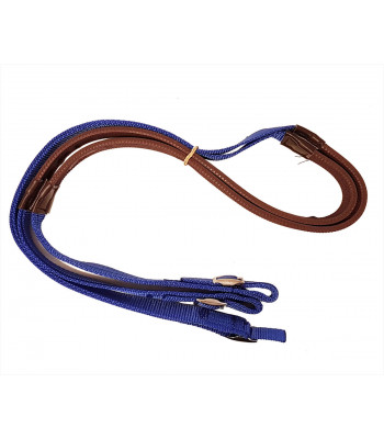 Nylon Race rein - with rubber handle - 1" wide - Various colors