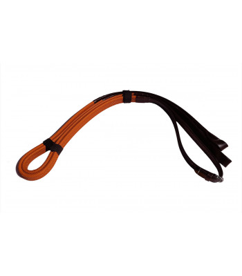 Loop end Leather Race Reins - Small Pimple Rubber Grip - 19 mm